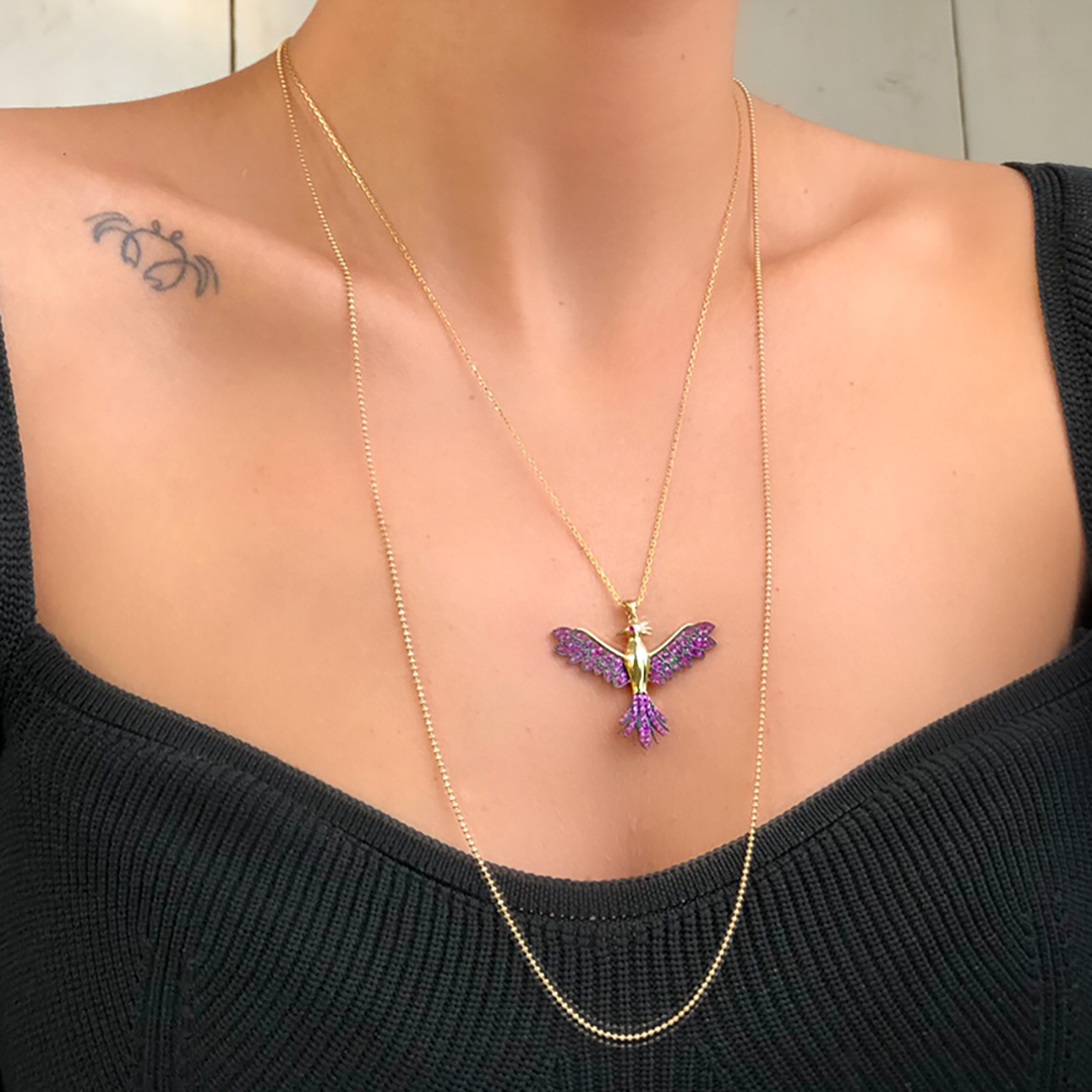 Anka Kuşu Mor Kolye