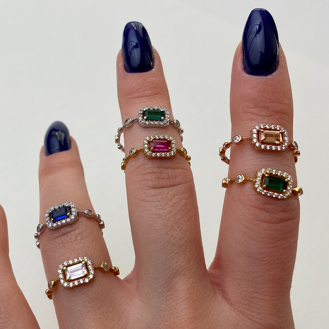 Baget Sıra Taşlı Gold Yüzük