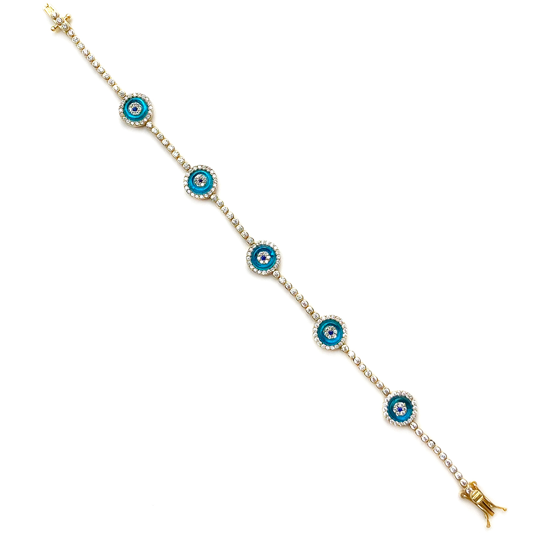 Cam Göz Bileklik Beşli Gold 2