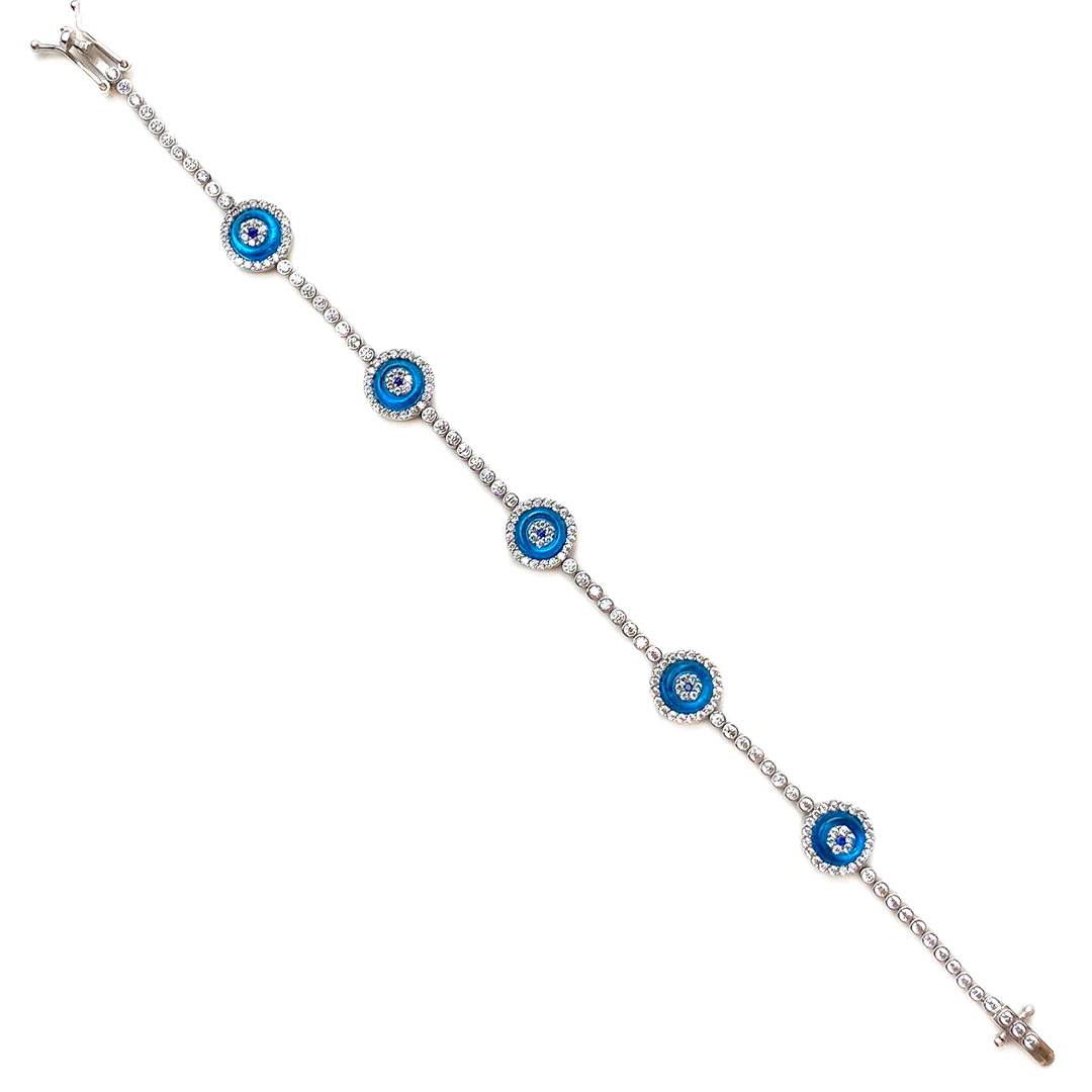 Cam Göz Bileklik Beşli Silver 2