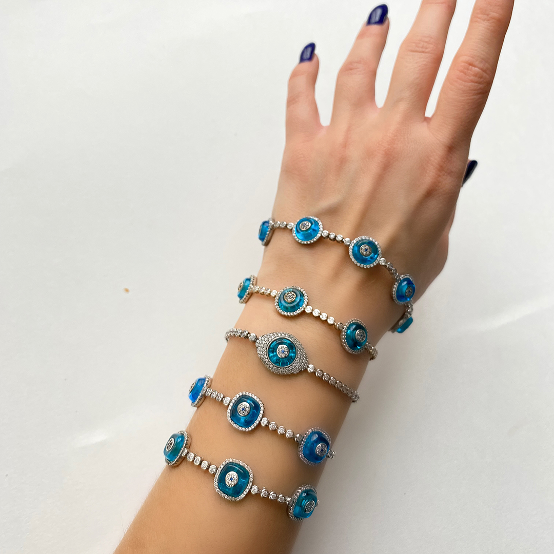 Cam Göz Kare 3lü Bileklik