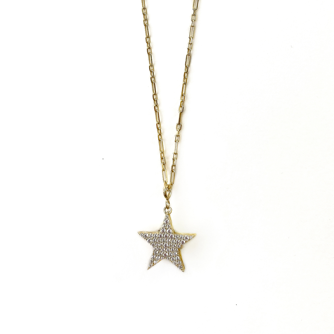 Çift Taraflı Orange Yıldız Kolye