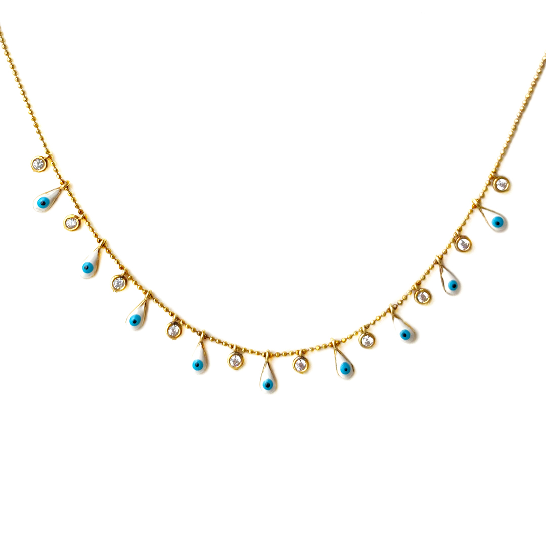 Gold Pullu Nazar Kolye