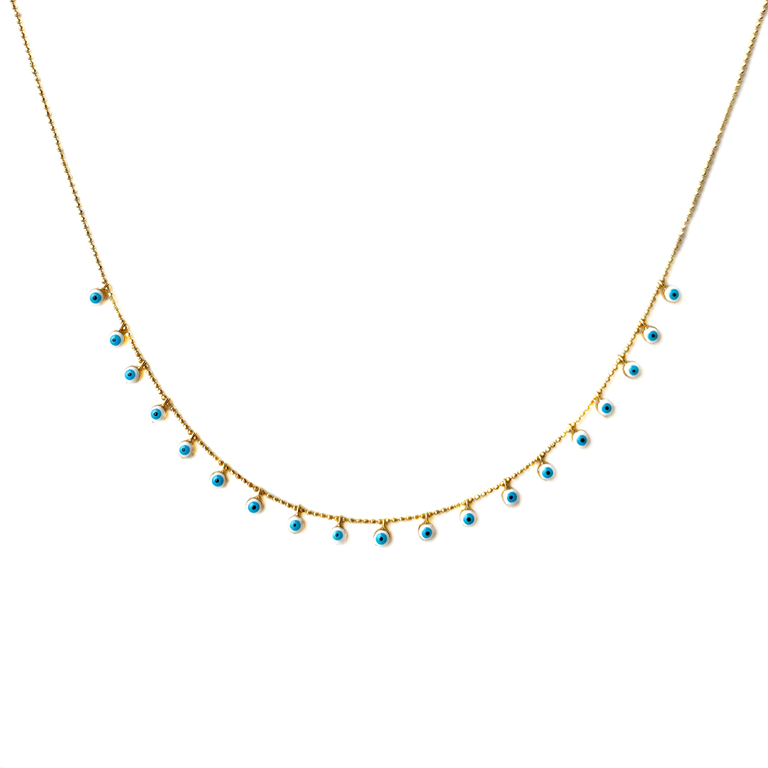 Gold Pullu Nazar Kolye