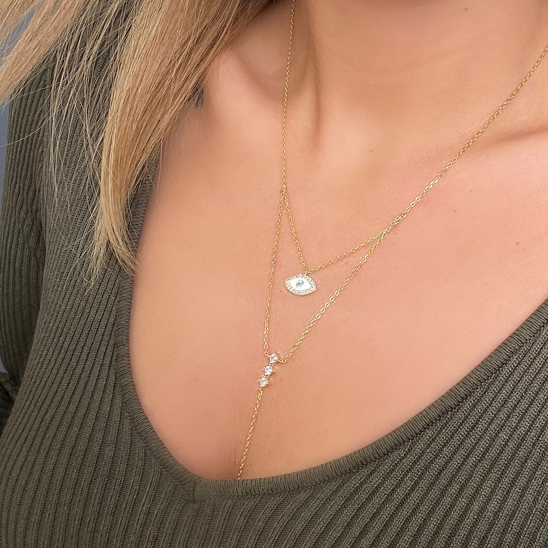 Göz İkili Gold Kolye