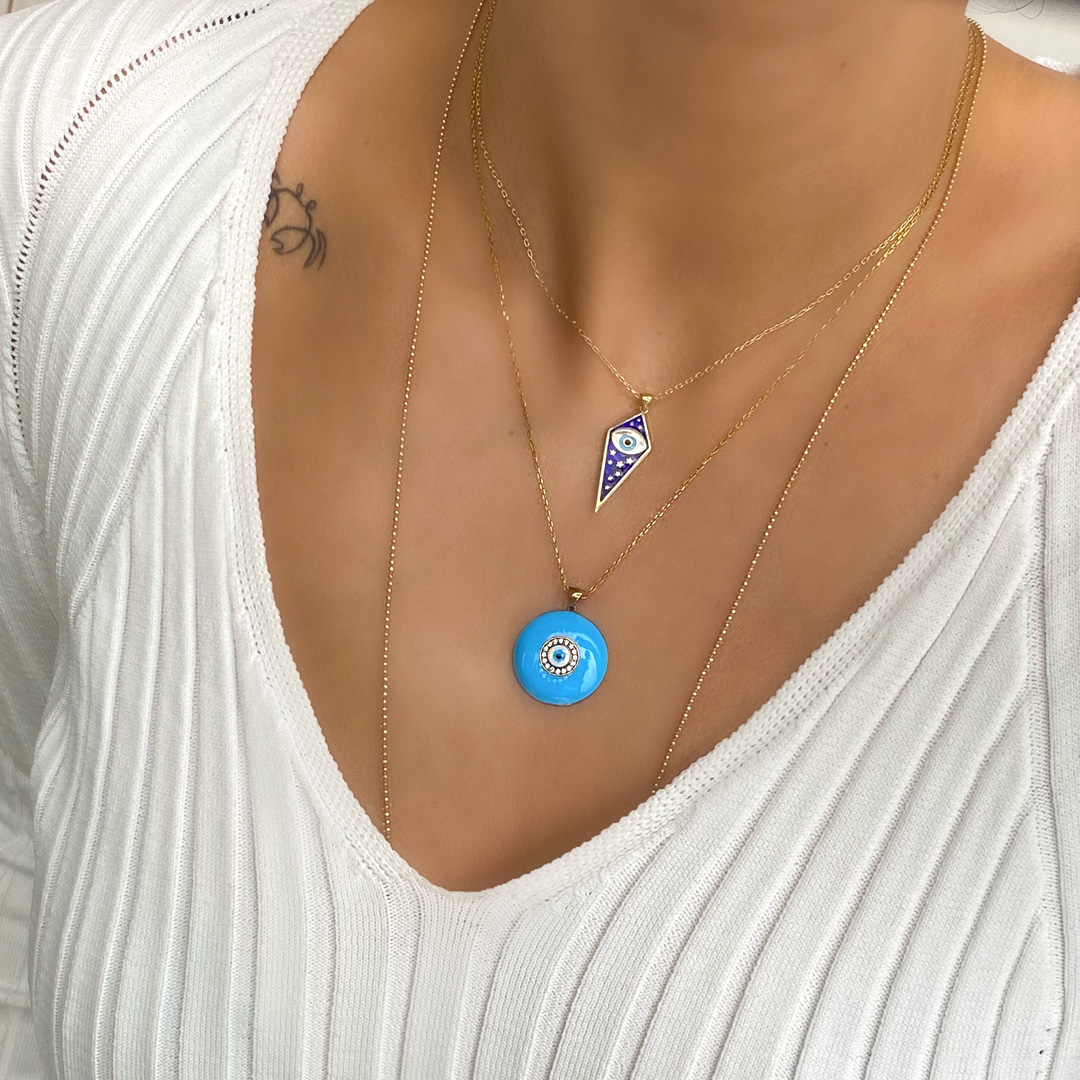 Mineli göz üçgen Kolye