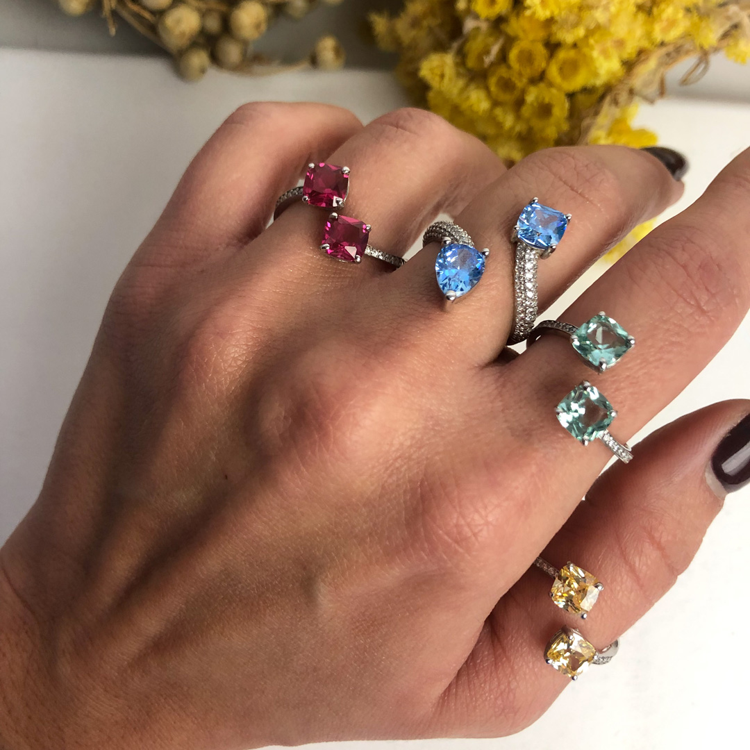 Çift taşlı pembe yüzük