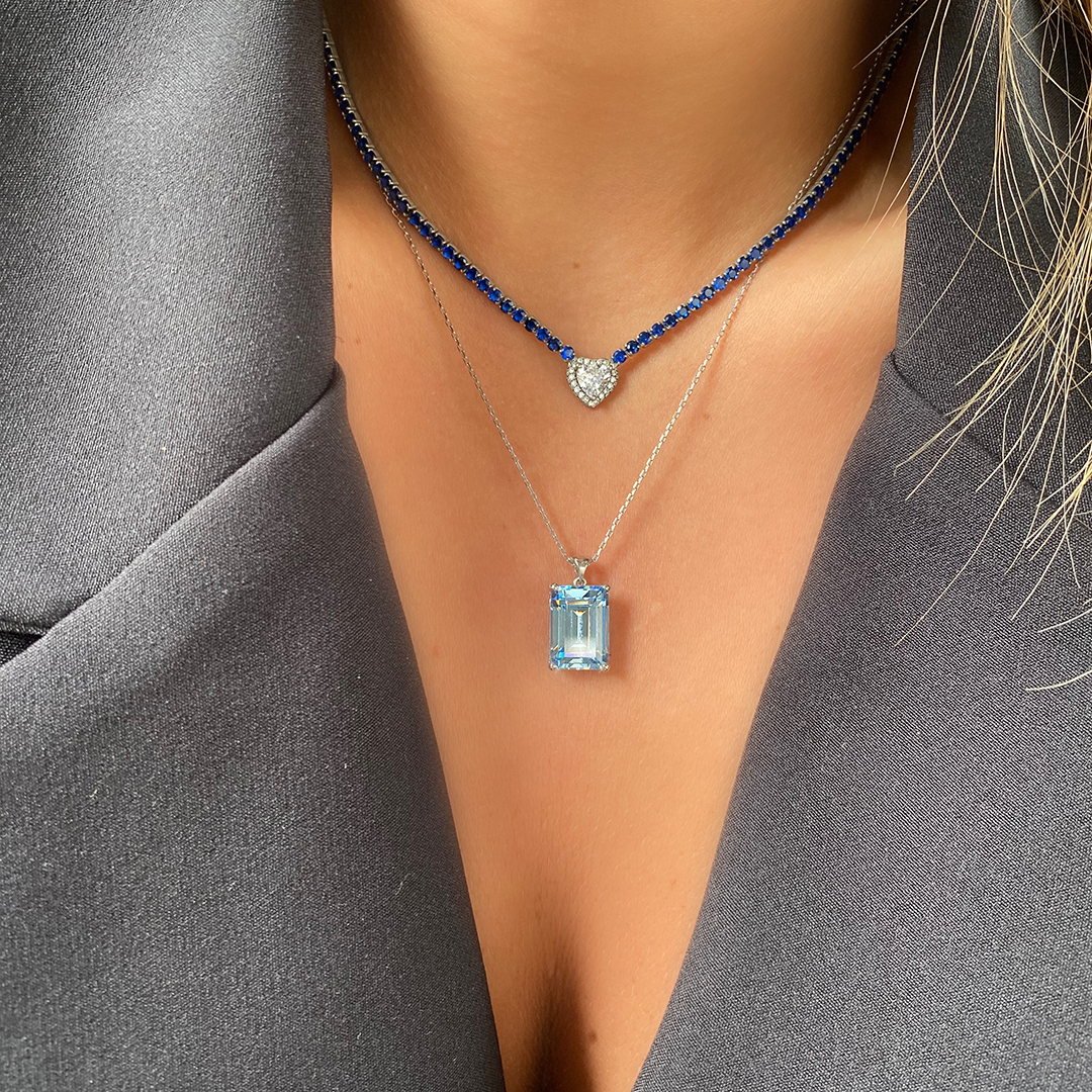 Lacivert Su Yolu Kolye