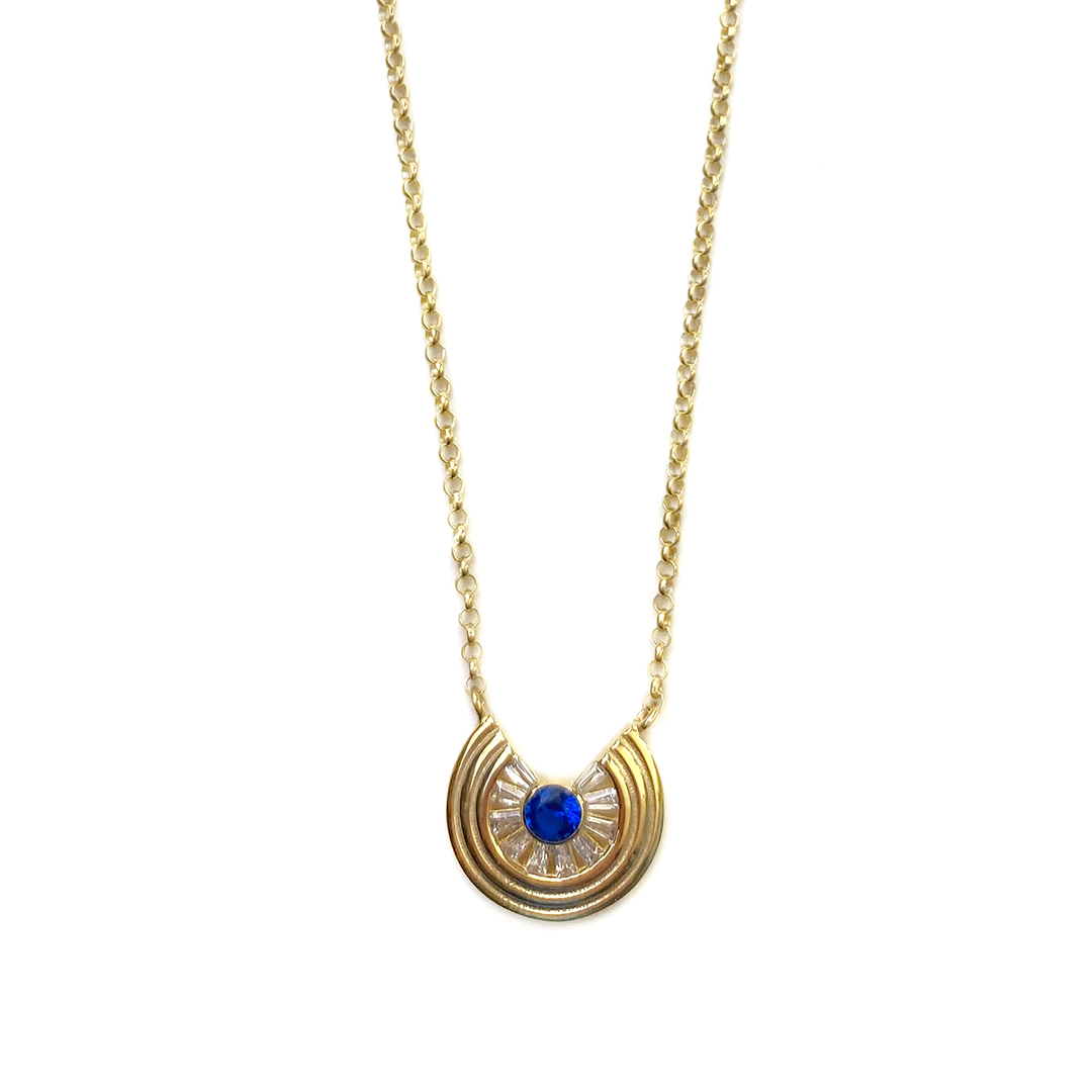 Lacivert Taşlı Vintage Kolye