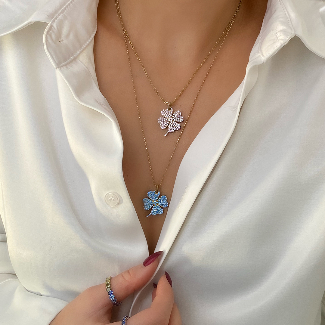 Lucky Yonca pembe kolye 2