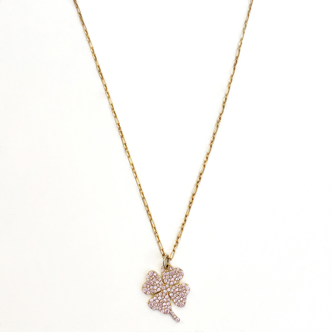 Lucky Yonca pembe kolye