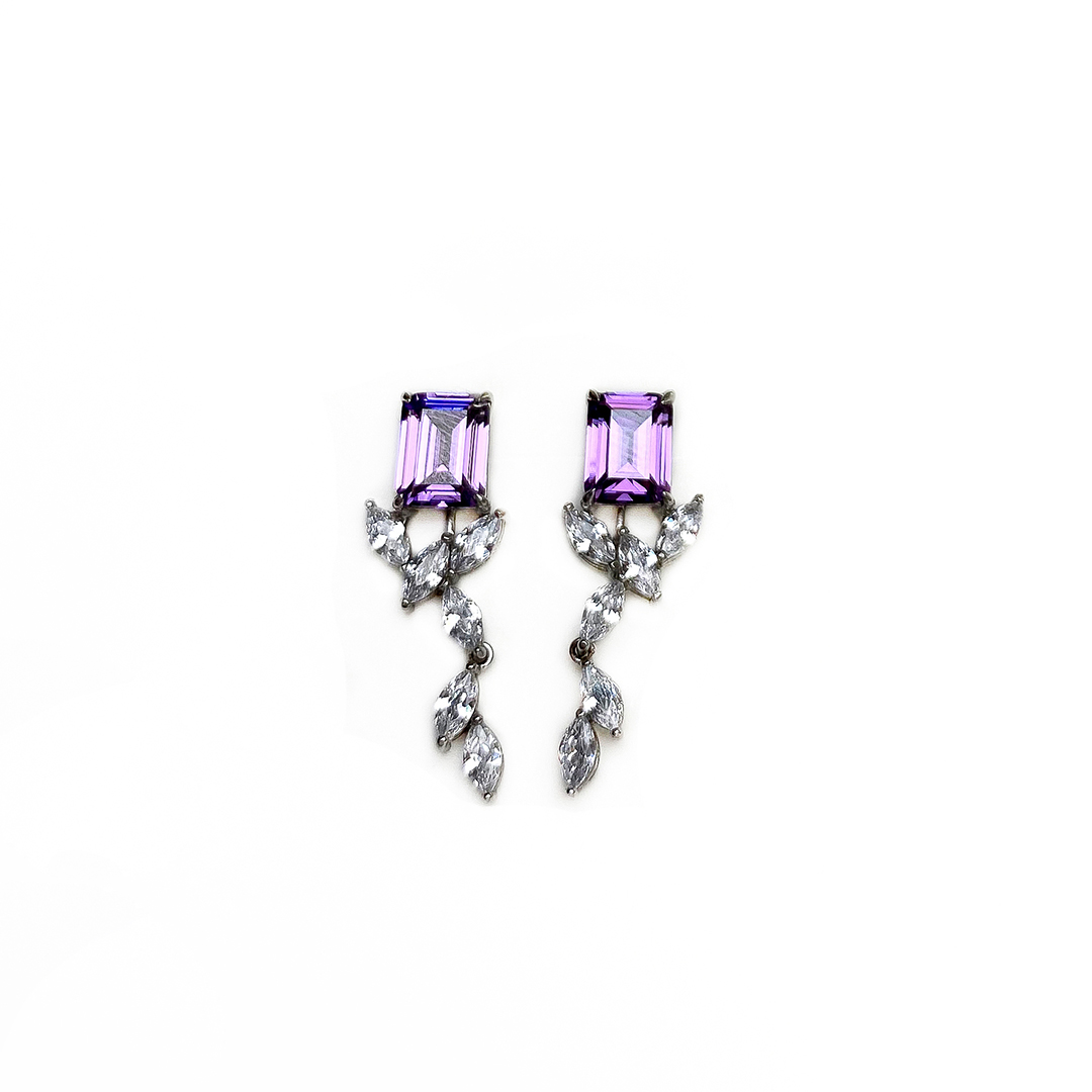 Markiz Salkım Purple Küpe 2