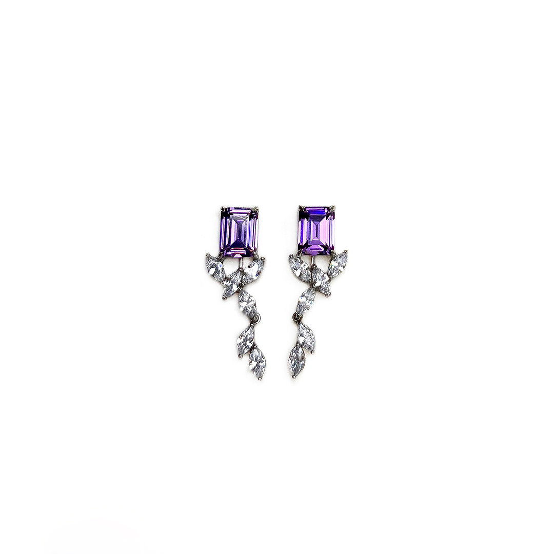 Markiz Salkım Purple Küpe