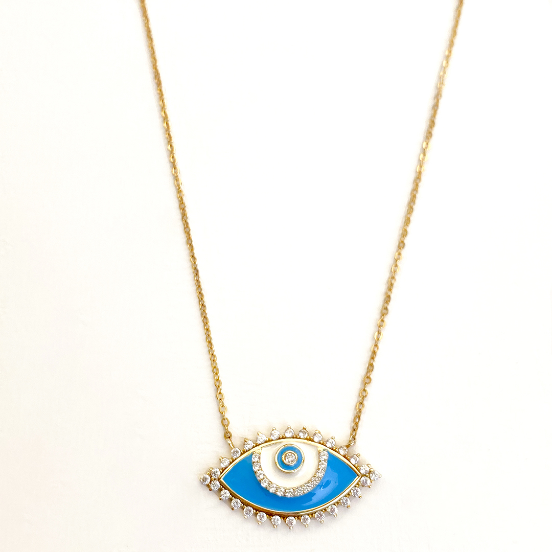 Mineli zirkon taşlı göz kolye