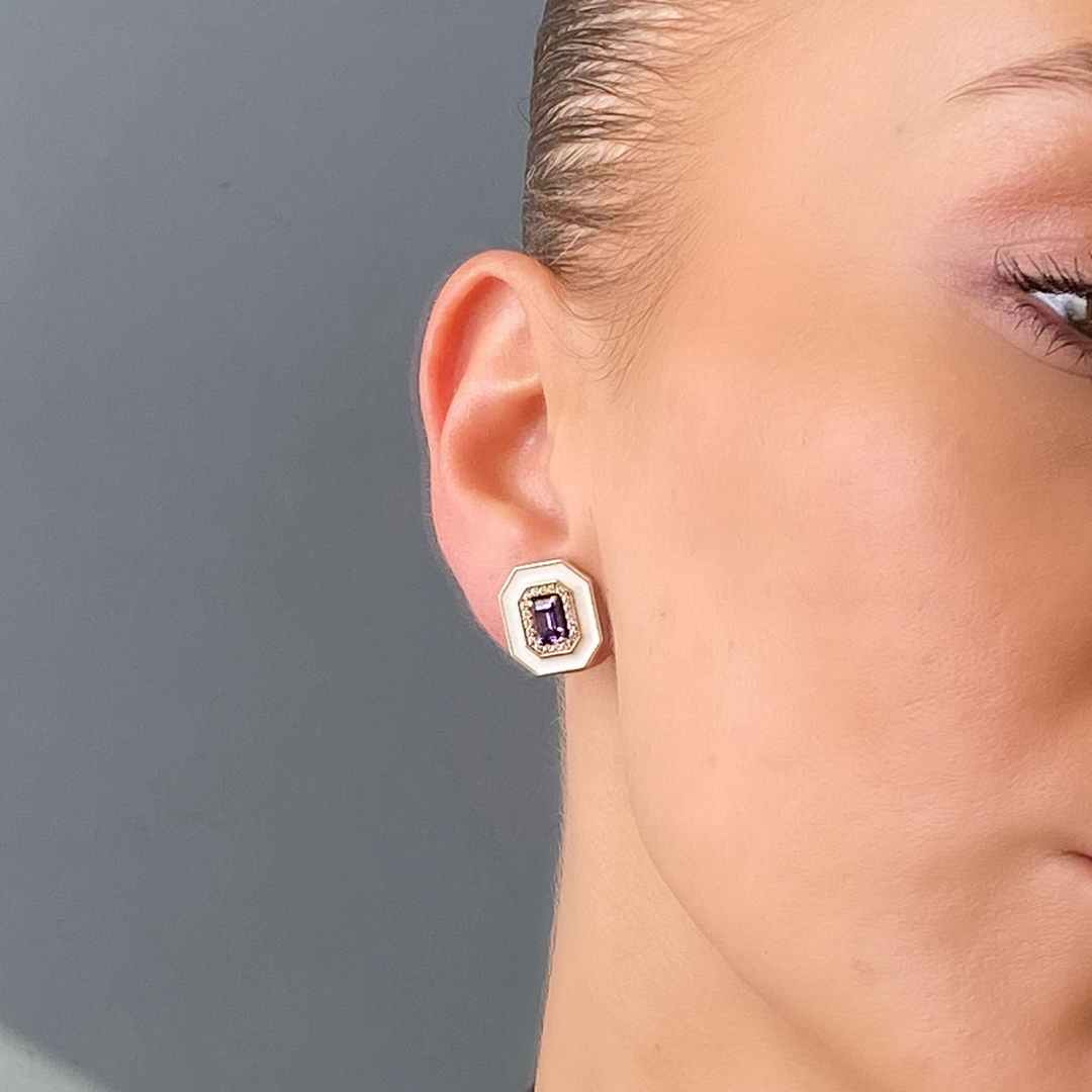 Özel Tasarım Baget Mor Küpe