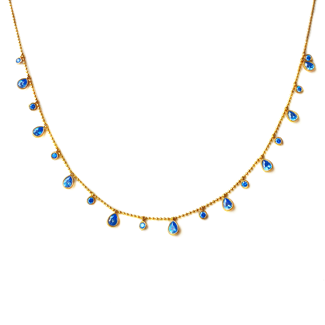 Gold Pullu Mavi Kolye