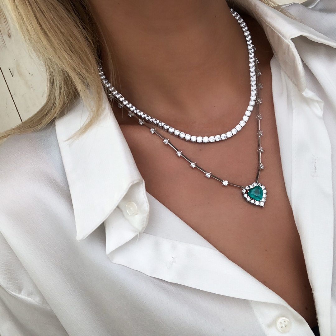 Sıra Taşlı Yeşil Kolye