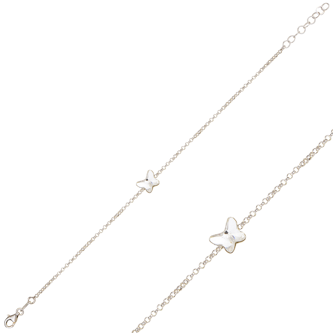Swarovski Silver White Butterfly Bileklik 2