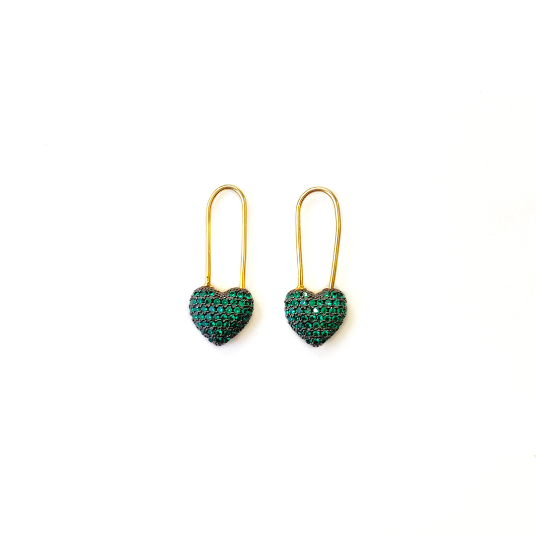 Yeşil Kalp Kanca Küpe 2