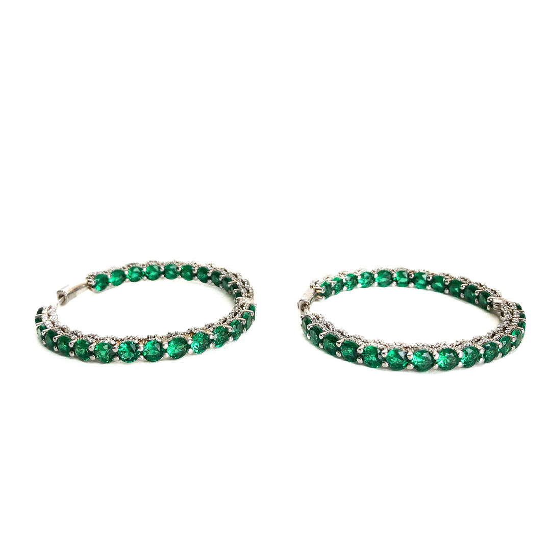 Yeşil topaz halka küpe 2