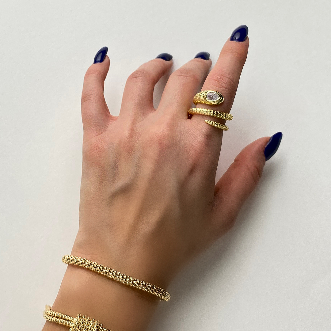 Yılan Figürlü Gold Koleksiyon Yüzük