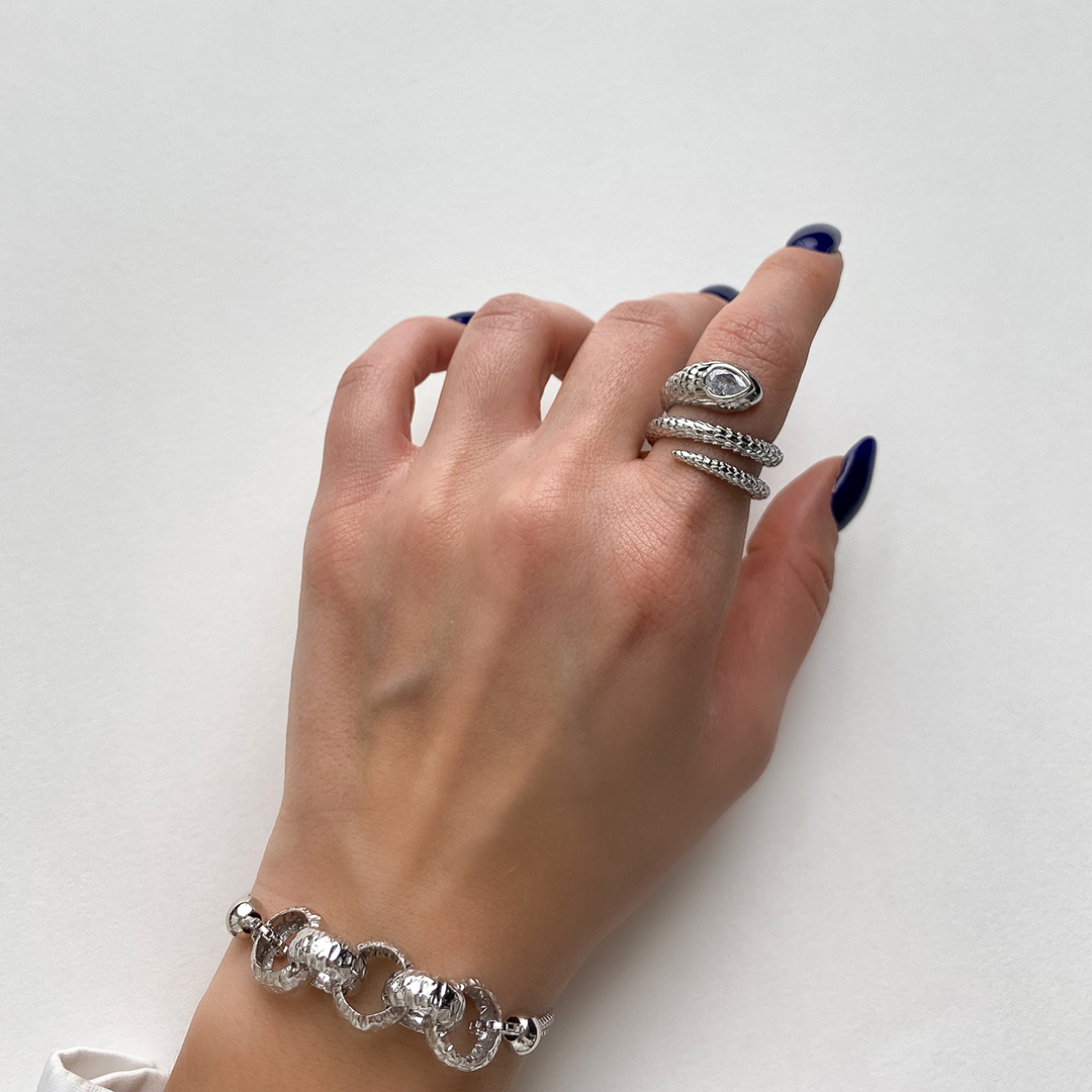Yılan Figürlü Silver Koleksiyon Yüzük