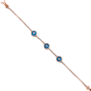 Cam Göz Bileklik Üçlü Rose