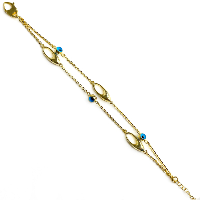 Çift Zincir Göz Gold Bileklik