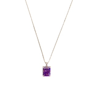 Dikdörtgen Mor Taşlı Kolye