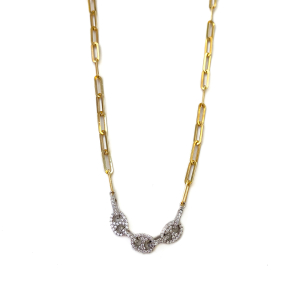 Düğme Detay Gold Zincir Kolye