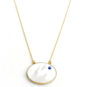 Mineli beyaz nazar boncuğukolye