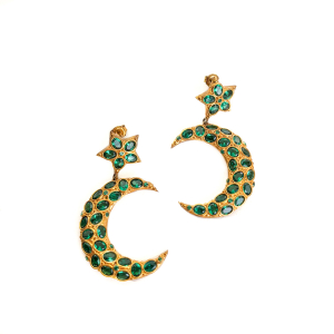 Hilal koleksiyon yeşil küpe