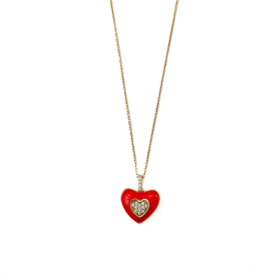 Kırmızı Kalp Gold Kolye
