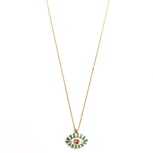 Mineli yeşil göz kolye