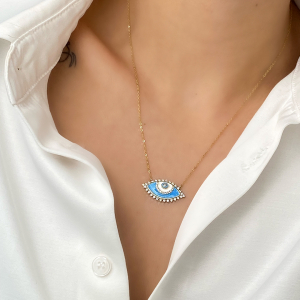 Mineli zirkon taşlı göz kolye