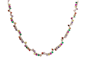 Taşlı Pullu Renkli Silver Kolye